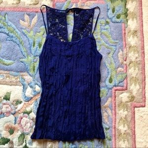 NWT crinkled silk & crocheted tank top blouse